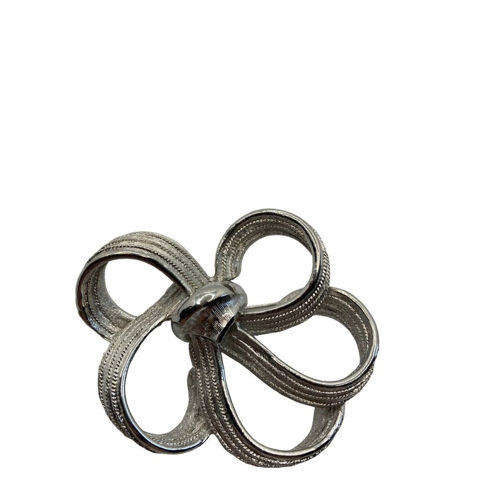 Silver Bow Vintage Brooch Pin